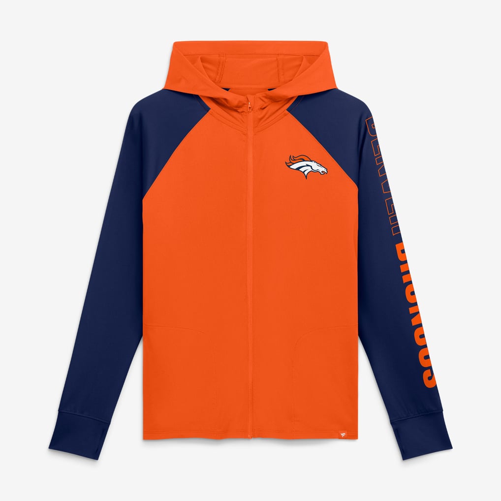 Women's Fanatics Orange/Navy Denver Broncos Cornerback Blitz​ Raglan Full-Zip Hoodie