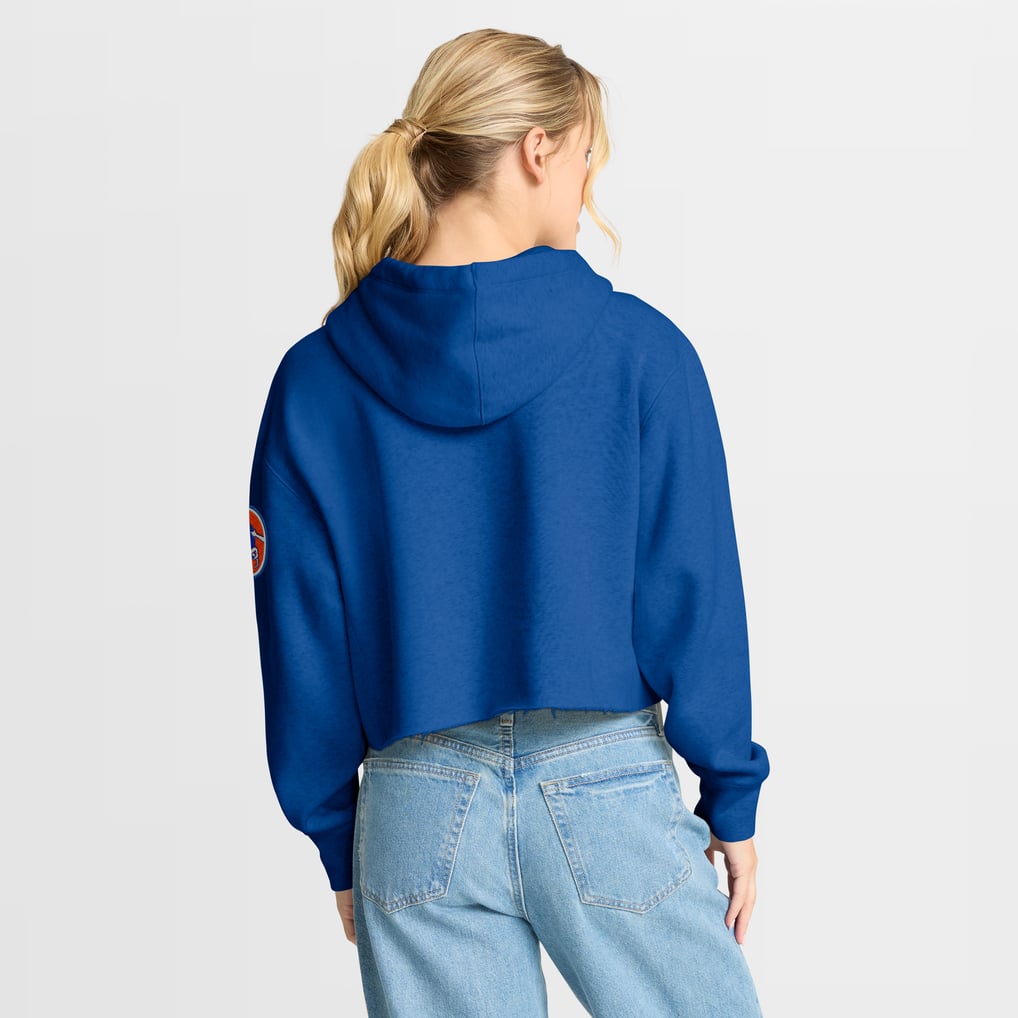 Women's Fanatics Royal Denver Broncos Oversized Heritage Cropped Hoodie
