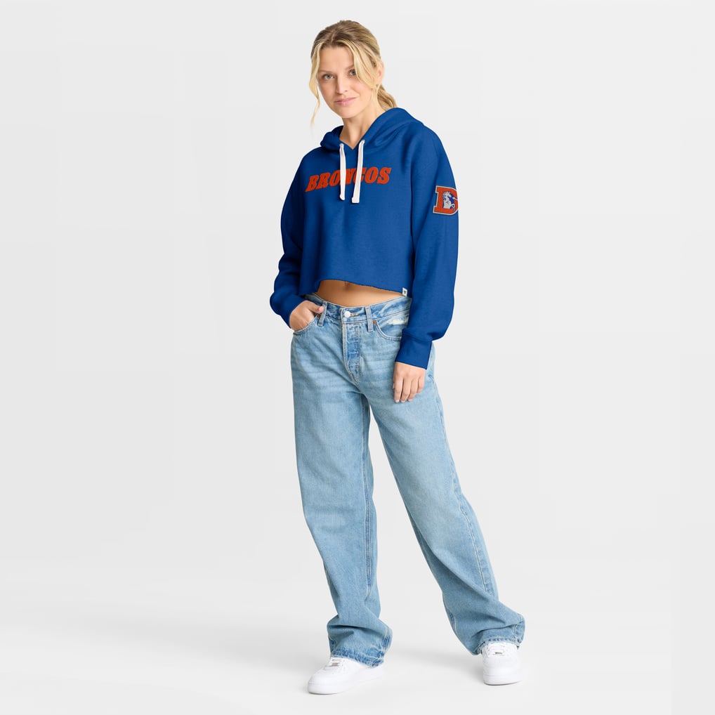 Women's Fanatics Royal Denver Broncos Oversized Heritage Cropped Hoodie