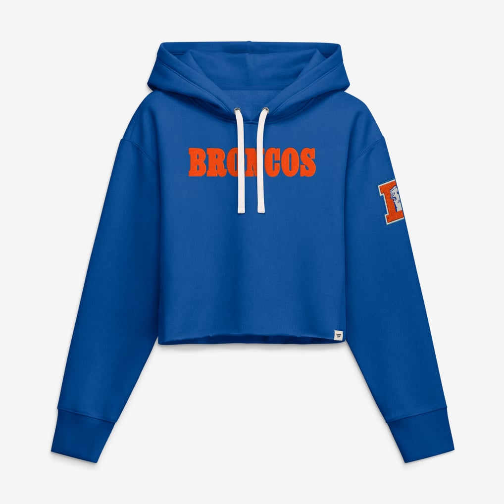 Women's Fanatics Royal Denver Broncos Oversized Heritage Cropped Hoodie