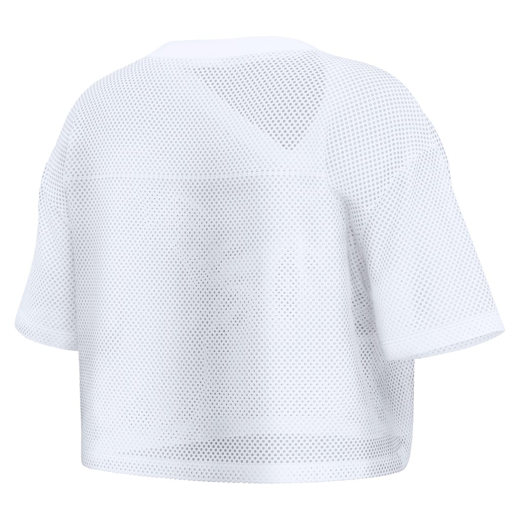 Women's Fanatics White Denver Broncos Oversized Mesh Cropped V-Neck Jersey