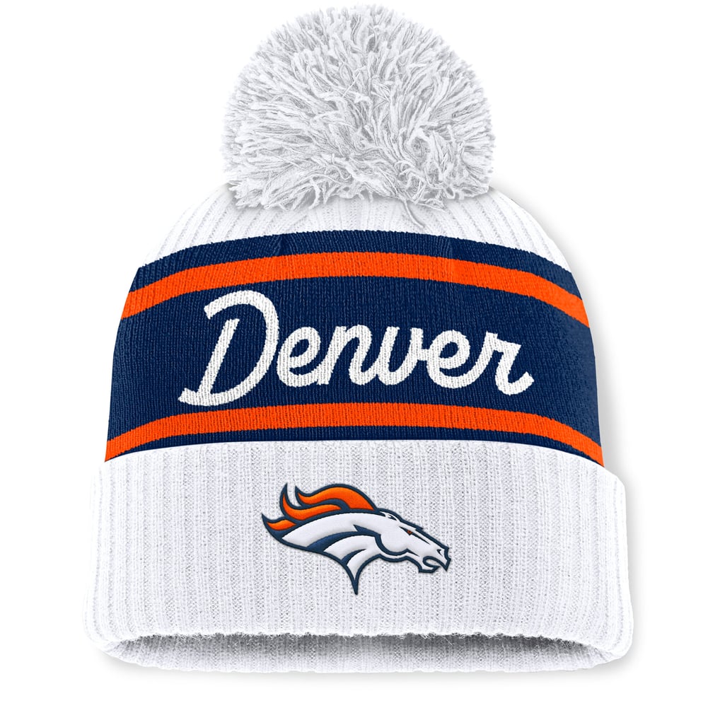 Women's Fanatics White Denver Broncos Pass Interference Cuffed Knit Hat with Pom