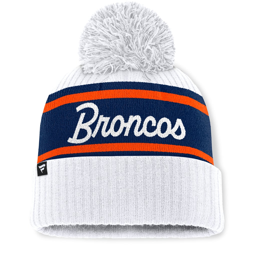 Women's Fanatics White Denver Broncos Pass Interference Cuffed Knit Hat with Pom