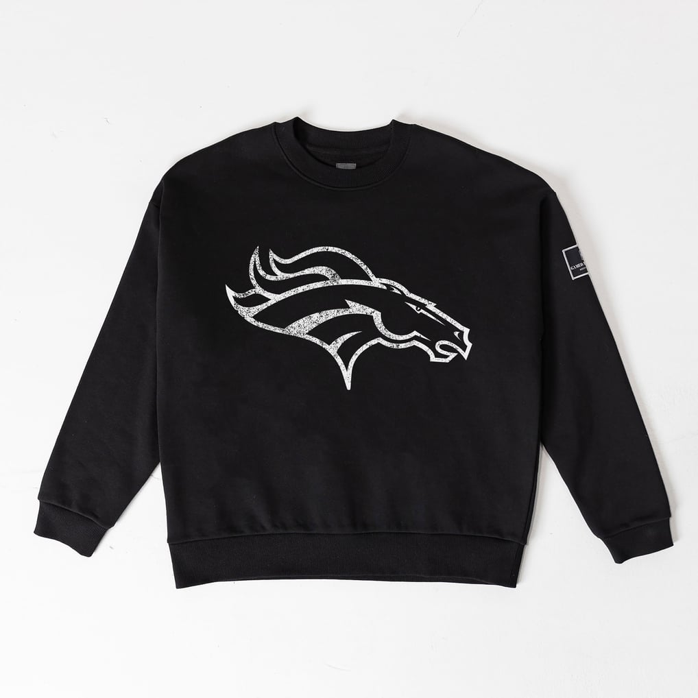 Women's Gameday Couture Black Denver Broncos Bold Move Black Label Premium Drop Shoulder Sweatshirt