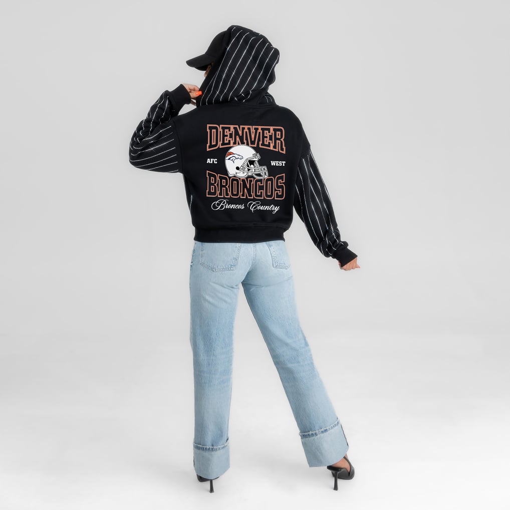 Women's Gameday Couture Black Denver Broncos Eyes on the Prize Mid-Crop Full-Zip Hoodie