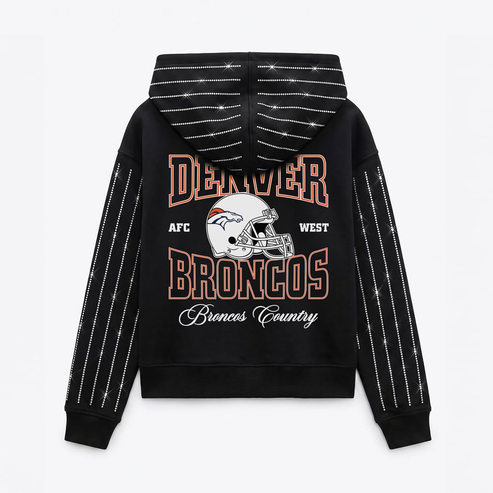 Women's Gameday Couture Black Denver Broncos Eyes on the Prize Mid-Crop Full-Zip Hoodie