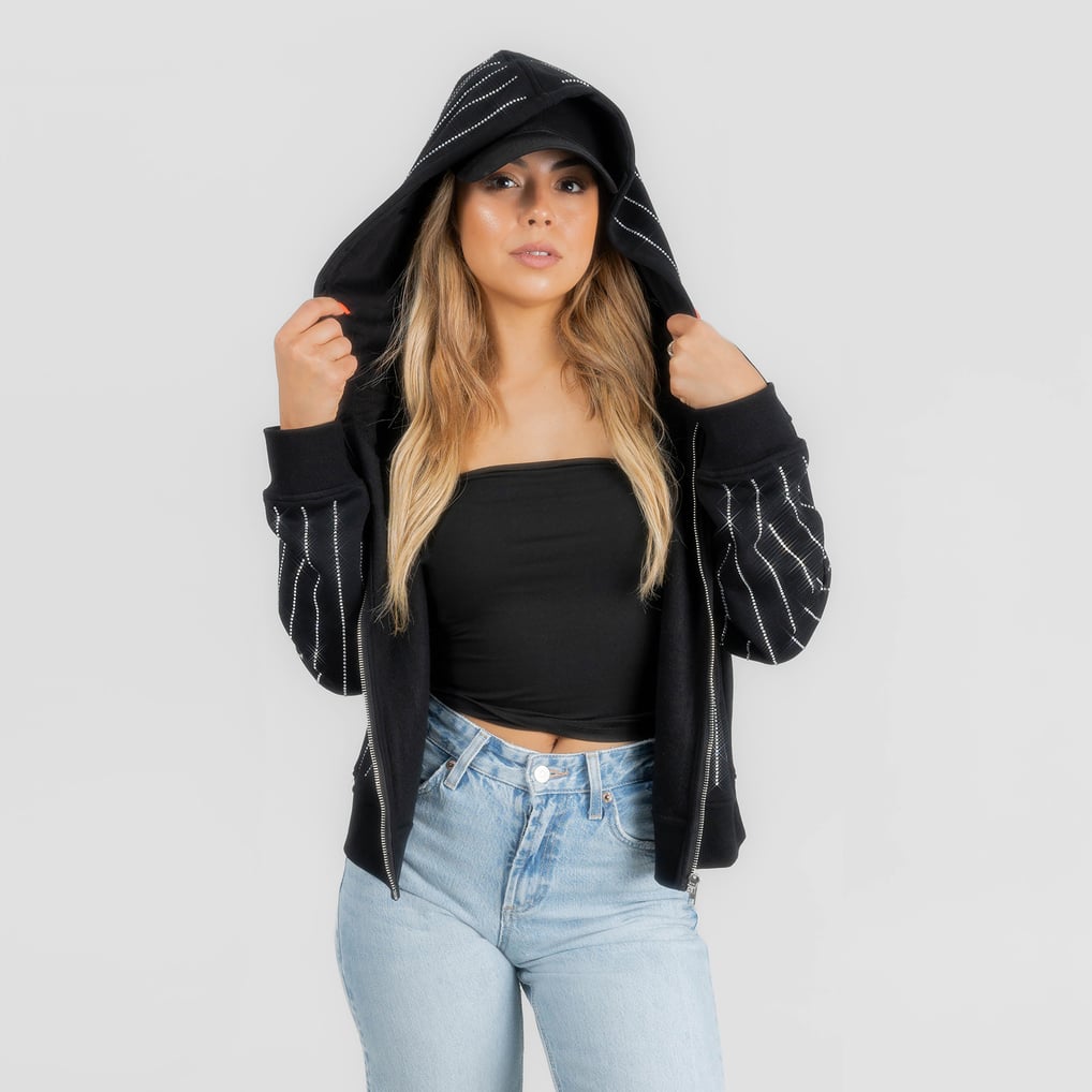 Women's Gameday Couture Black Denver Broncos Eyes on the Prize Mid-Crop Full-Zip Hoodie