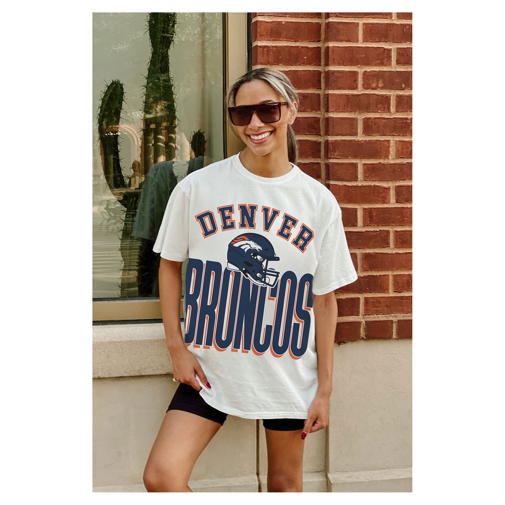 Women's Gameday Couture  White Denver Broncos Oversized Classic Fierce Focus T-Shirt