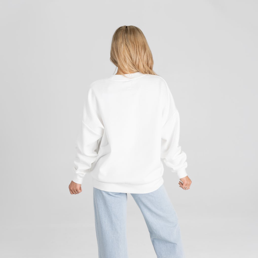 Women's Gameday Couture White Denver Broncos Sweet Play Oversized Premium Drop Shoulder Sweatshirt