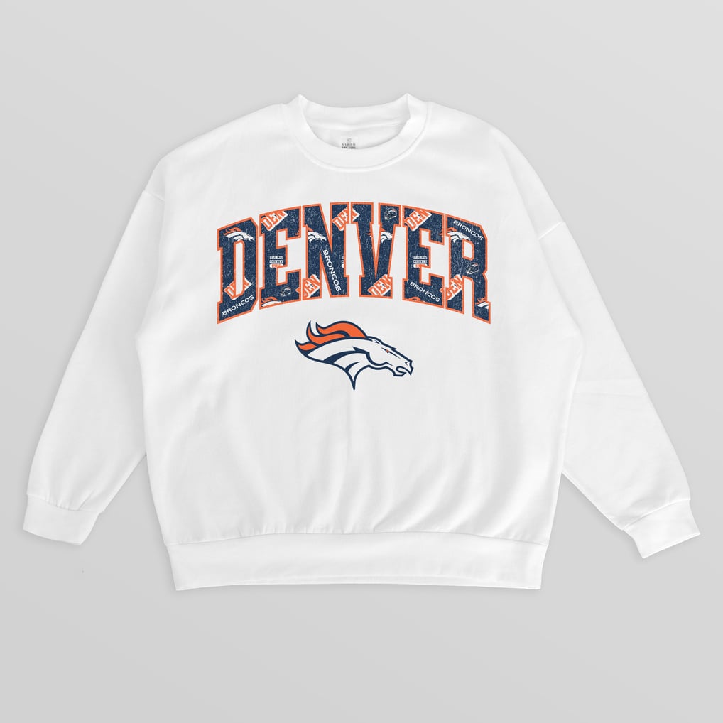 Women's Gameday Couture White Denver Broncos Sweet Play Oversized Premium Drop Shoulder Sweatshirt