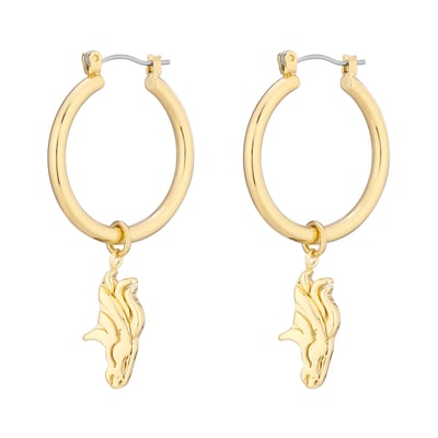  Denver Broncos LUV AJ Women's XL Logo Charm Hoop Earrings - Gold