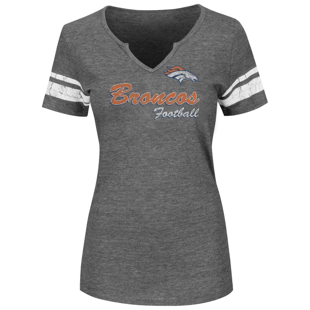 Women's Majestic Heathered Charcoal Denver Broncos Plus Size Notch Neck T-Shirt