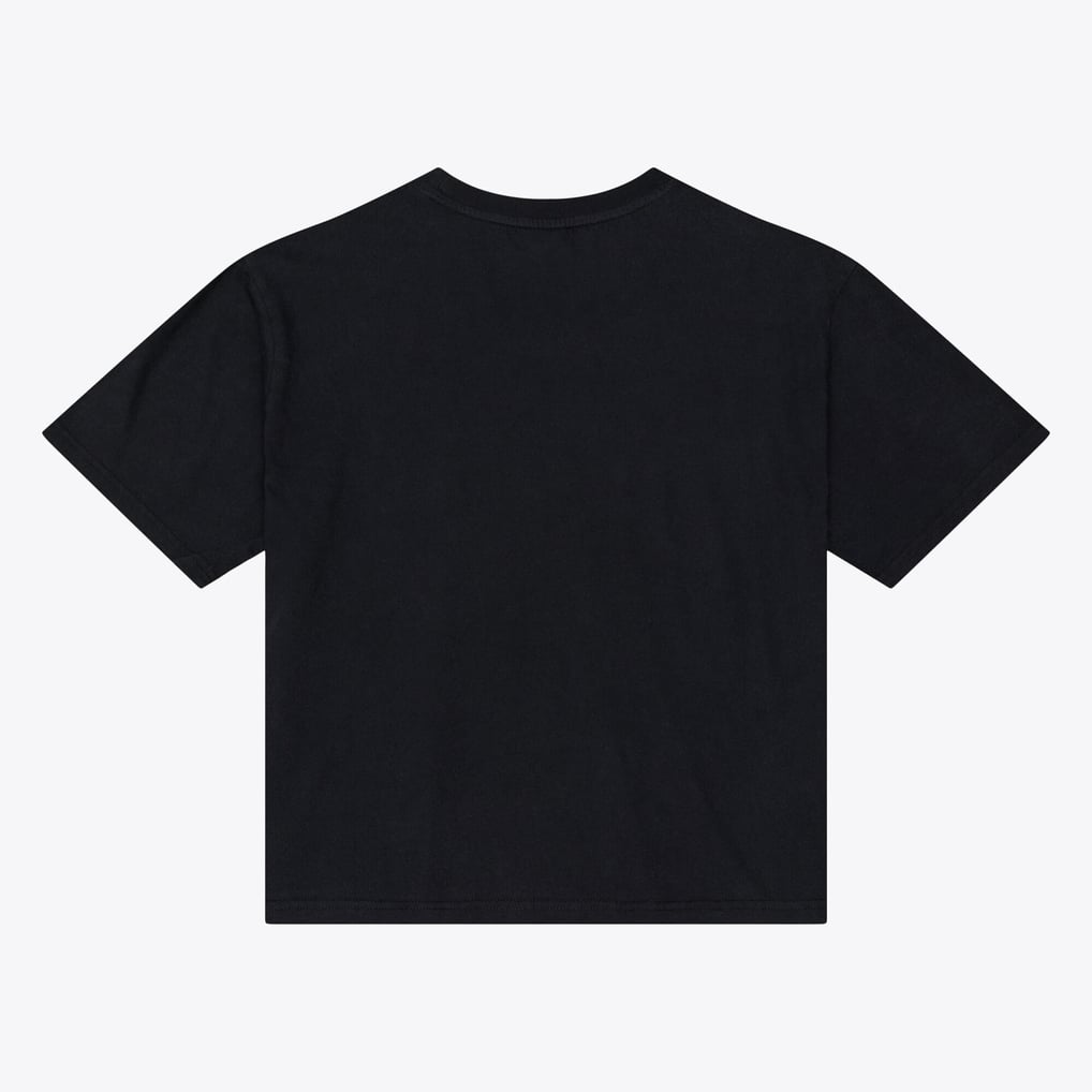 Women's Mitchell & Ness Black Denver Broncos Core Essentials Micro Logo Boxy Crop T-Shirt