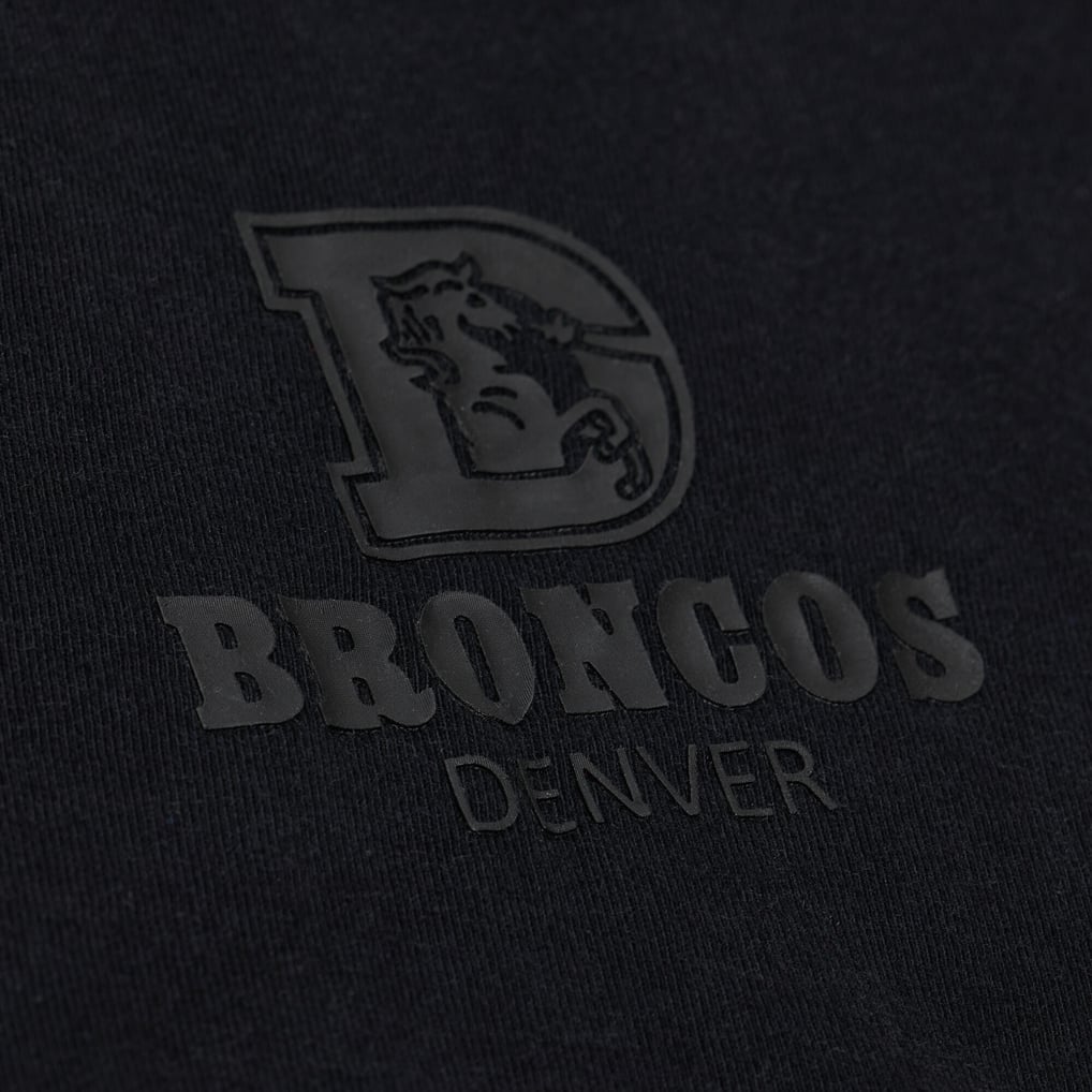 Women's Mitchell & Ness Black Denver Broncos Core Essentials Micro Logo Boxy Crop T-Shirt