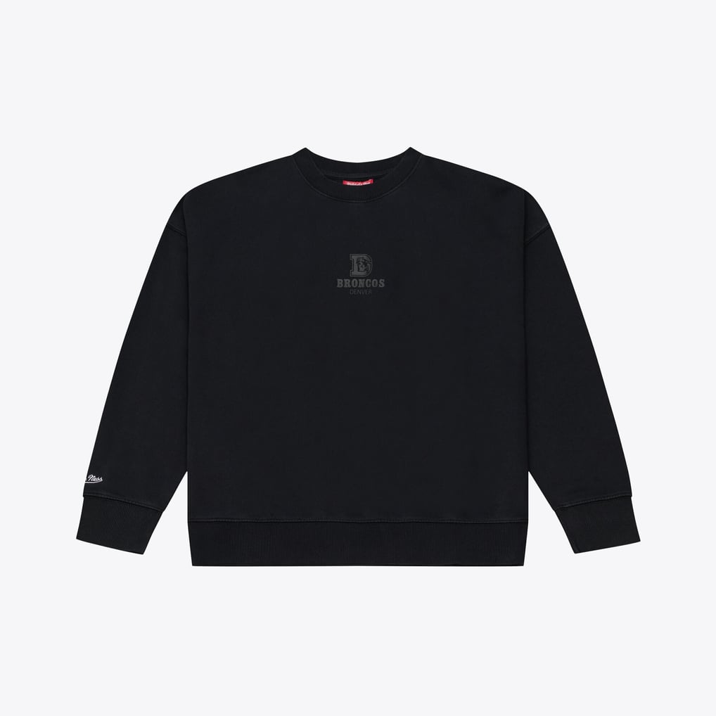 Women's Mitchell & Ness Black Denver Broncos Core Essentials Micro Logo Fleece Sweatshirt