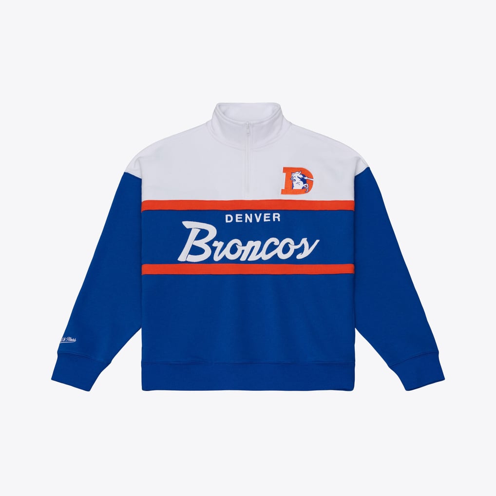 Denver Broncos Mitchell & Ness Women's Head Coach Quarter-Zip Pullover - Blue