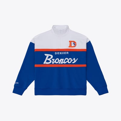 Denver Broncos Mitchell & Ness Women's Head Coach Quarter-Zip Pullover - Blue