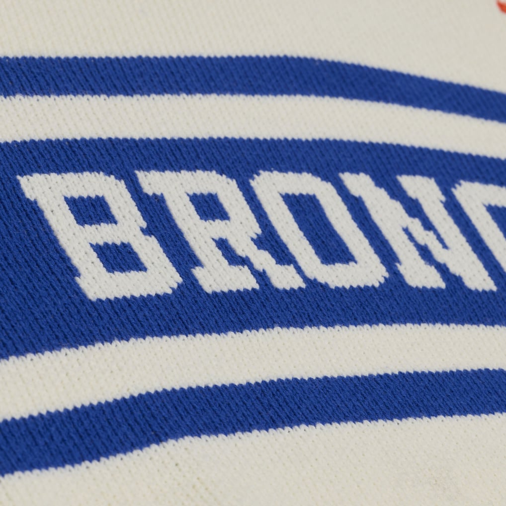 Women's Mitchell & Ness Cream/Royal Denver Broncos Retro Roots V-Neck Sweater