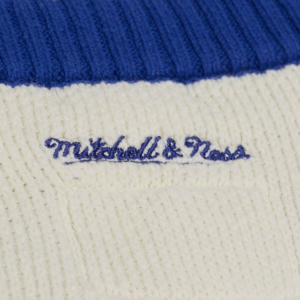 Women's Mitchell & Ness Cream/Royal Denver Broncos Retro Roots V-Neck Sweater