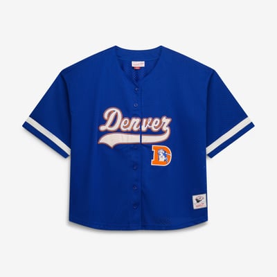 Denver Broncos Mitchell & Ness Women's Plus Size Retro Roots Baseball Jersey - Royal