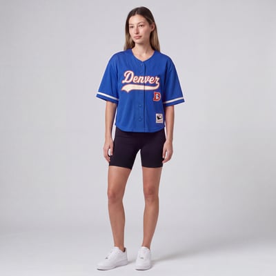 Denver Broncos Mitchell & Ness Women's Retro Roots Baseball Jersey - Royal