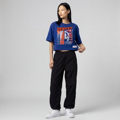  Denver Broncos Mitchell & Ness Women's Street Graphic Boxy Cropped T-Shirt - Royal