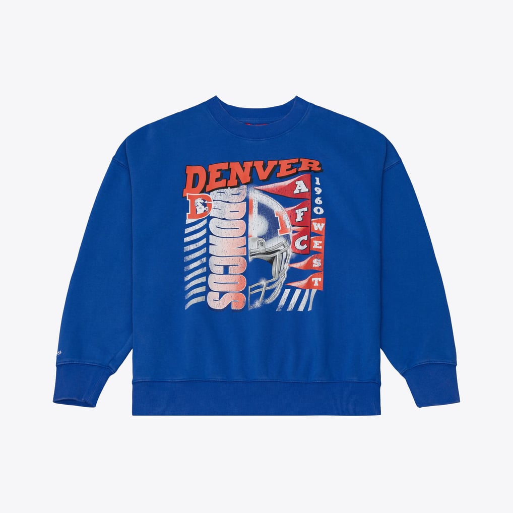 Women's Mitchell & Ness  Royal Denver Broncos Street Graphic Crewneck Sweatshirt