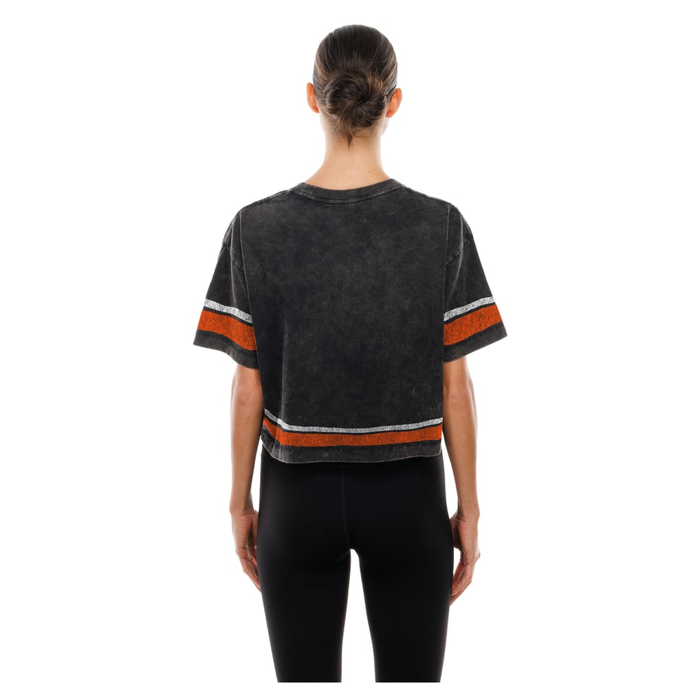 Women's New Era Black Denver Broncos Lifestyle Mineral Wash Boxy Cropped T-Shirt