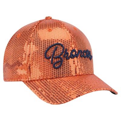 Denver Broncos New Era Women's Sequin Script 9FORTY Adjustable Hat - Orange