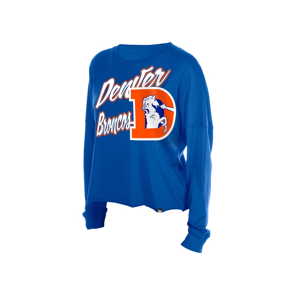 Women's New Era  Royal Denver Broncos Cropped Oversized Long Sleeve T-Shirt