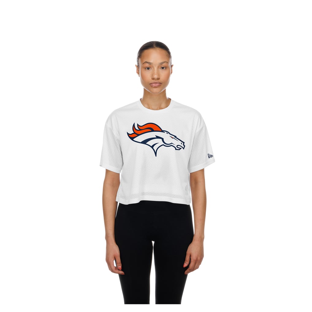 Women's New Era  White Denver Broncos Summer Mesh Cropped Boxy T-Shirt