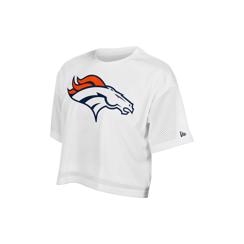 Women's New Era  White Denver Broncos Summer Mesh Cropped Boxy T-Shirt