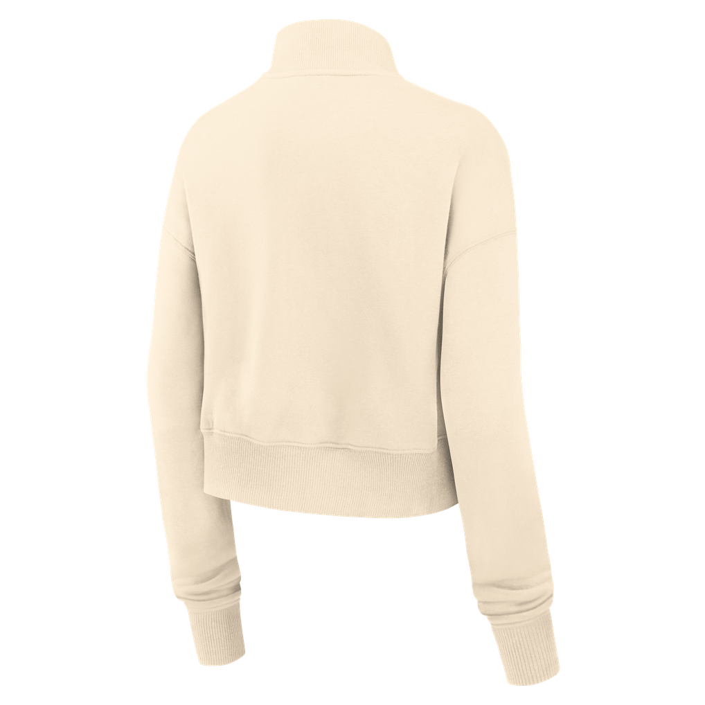Women's Nike Cream Denver Broncos Legacy Phoenix Fleece Cropped Half-Zip Sweatshirt