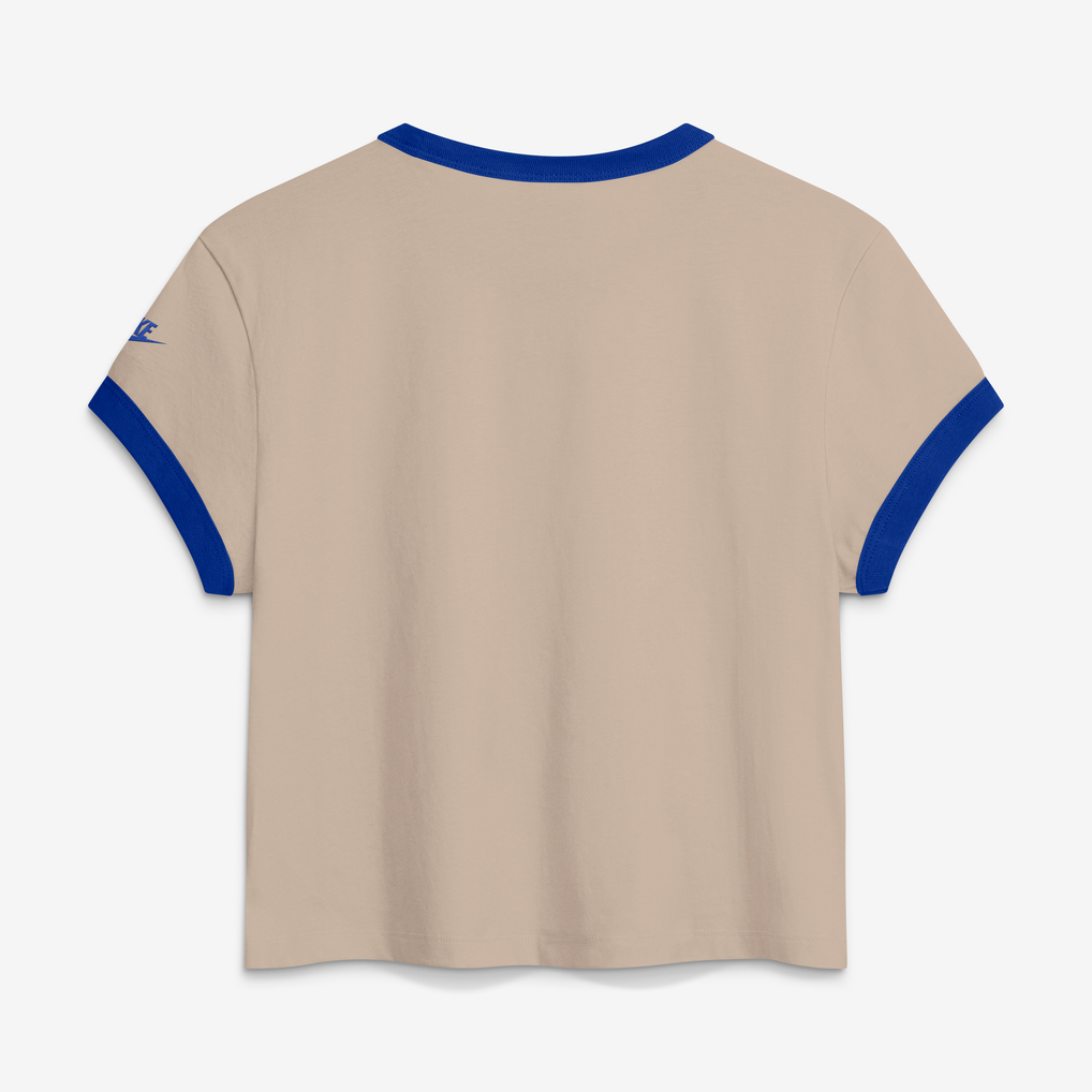 Women's Nike Cream Denver Broncos Rewind Ringer Mod Cropped T-Shirt