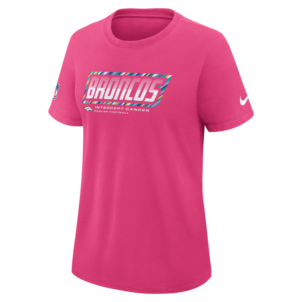 Women's Nike  Pink Denver Broncos 2026 NFL Crucial Catch Tri-Blend Dri-FIT T-Shirt