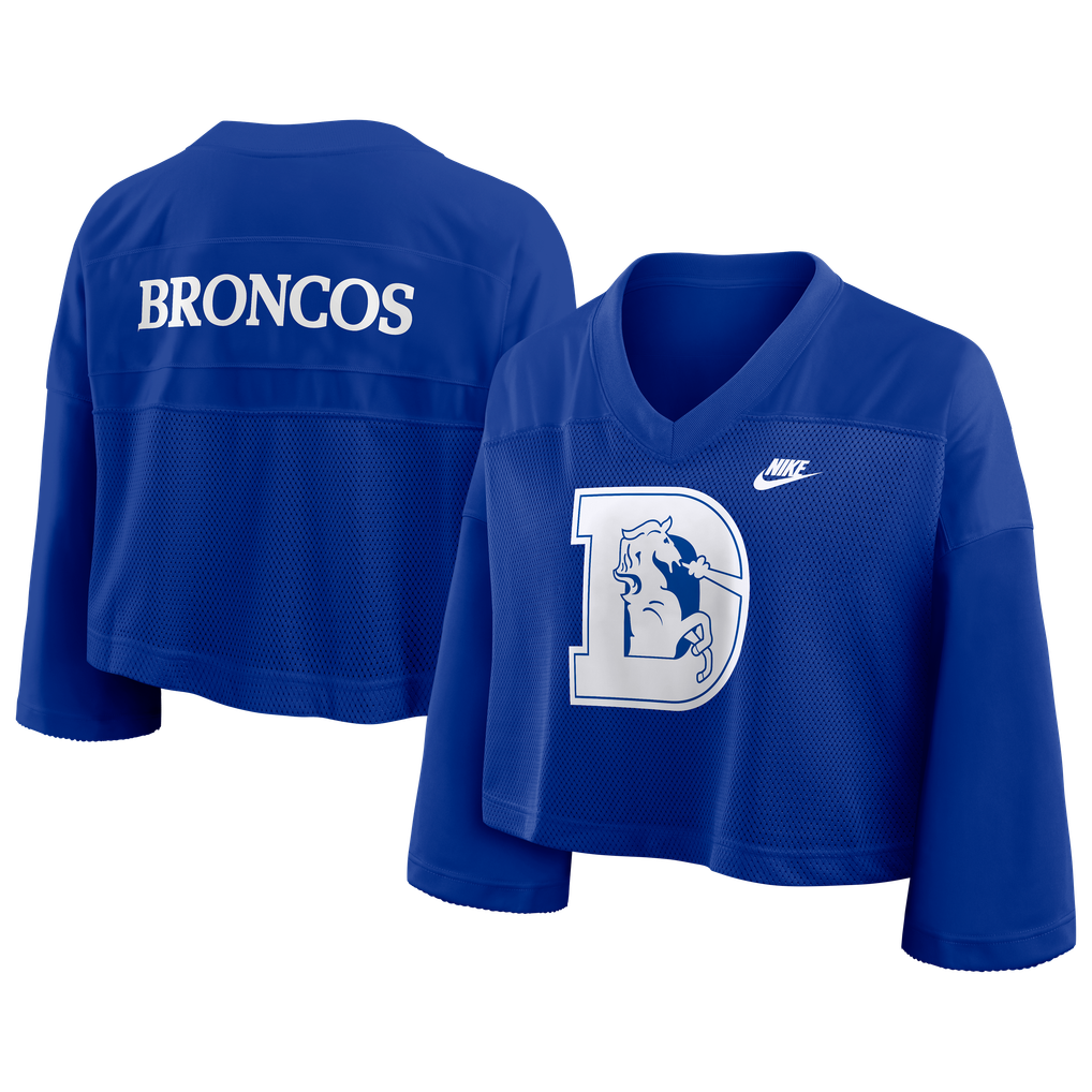 Women's Nike Royal Denver Broncos Rewind Cropped Mesh Dri-FIT Fashion Jersey