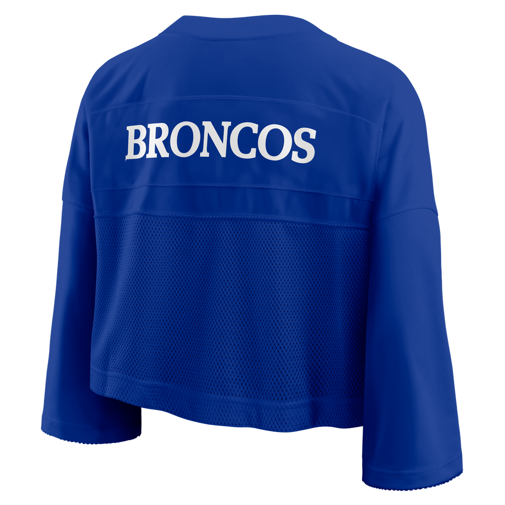 Women's Nike Royal Denver Broncos Rewind Cropped Mesh Dri-FIT Fashion Jersey