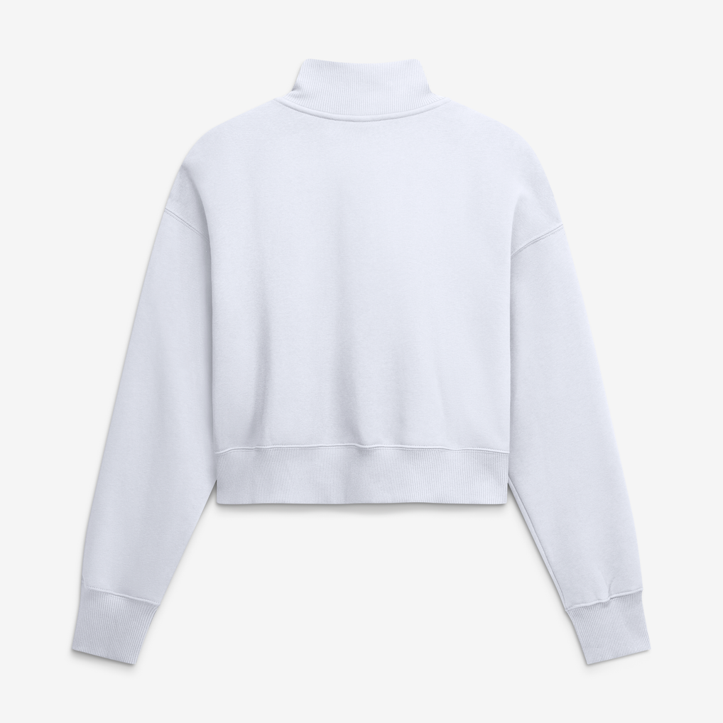 Women's Nike White Denver Broncos Oversized Phoenix Fleece Cropped Quarter-Zip Sweatshirt
