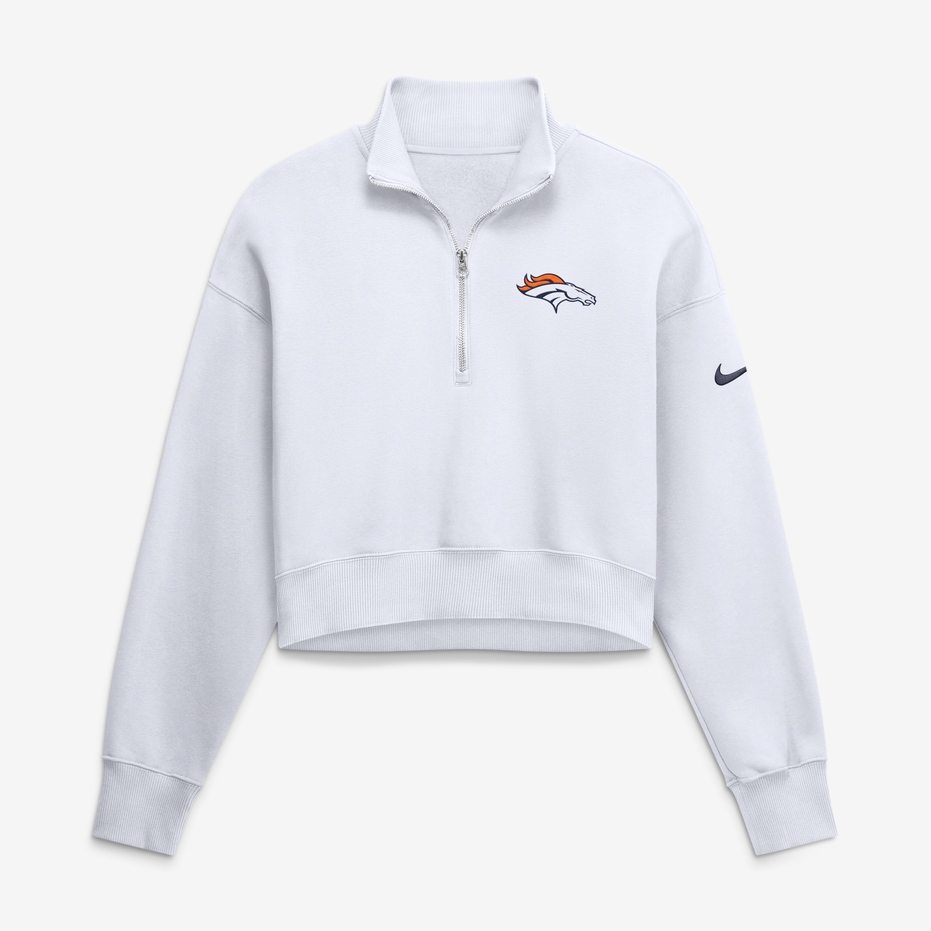 Women's Nike White Denver Broncos Oversized Phoenix Fleece Cropped ...
