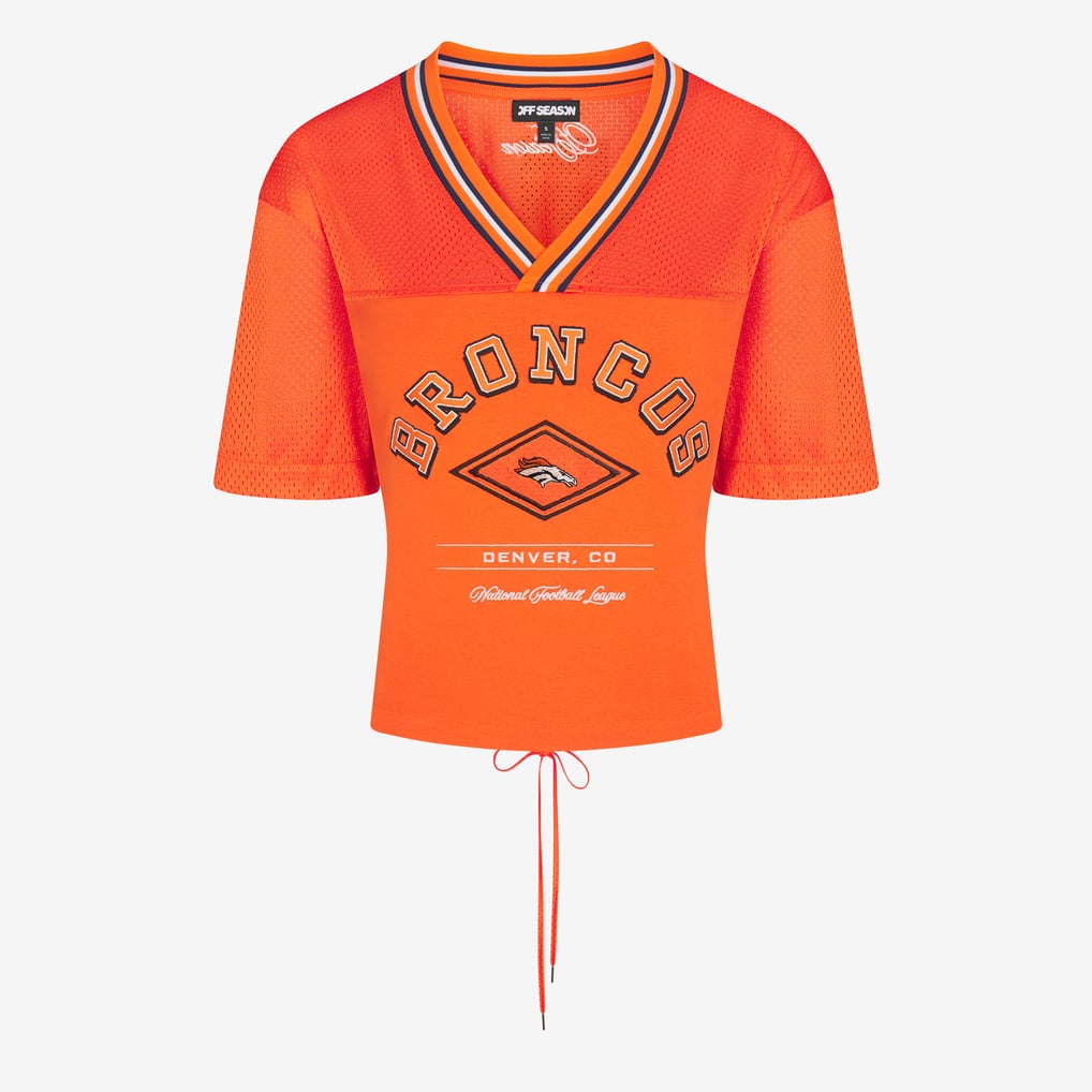 Women's Orange Denver Broncos Lace-Back V-Neck T-Shirt