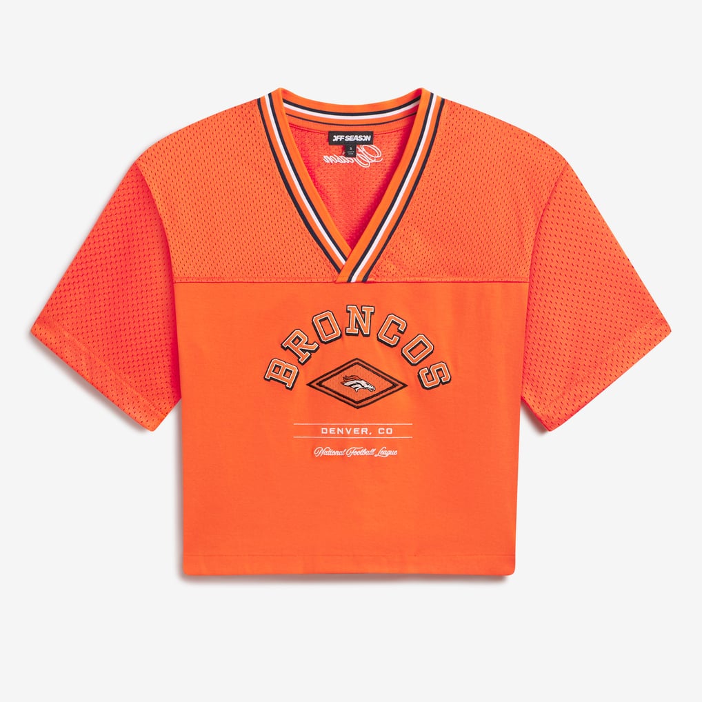 Women's Orange Denver Broncos Lace-Back V-Neck T-Shirt