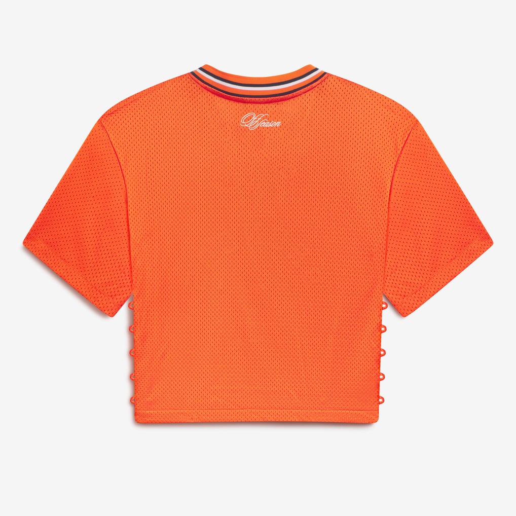 Women's Orange Denver Broncos Lace-Back V-Neck T-Shirt