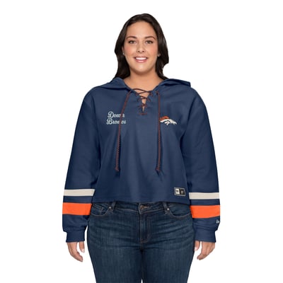 Denver Broncos New Era Women's Plus Throwback Lace-Up Hoodie - Royal
