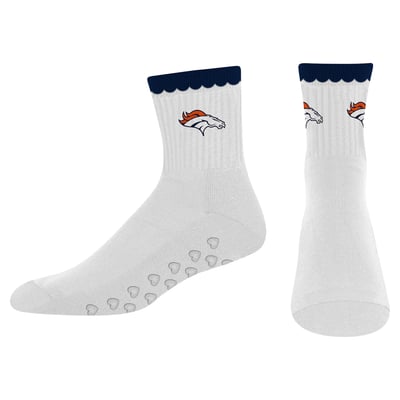  Denver Broncos PRO Compression Women's Heartshape Grippers Yoga-Pilates Quarter Socks - White