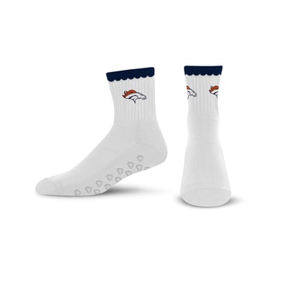  Denver Broncos PRO Compression Women's Heartshape Grippers Yoga-Pilates Quarter Socks - White