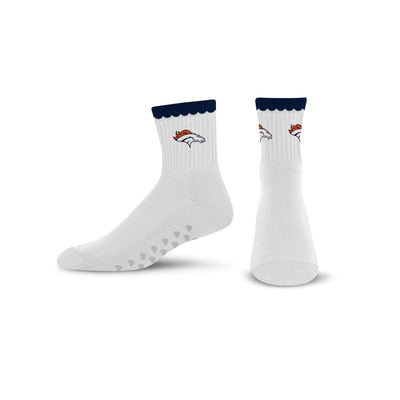  Denver Broncos PRO Compression Women's Heartshape Grippers Yoga-Pilates Quarter Socks - White