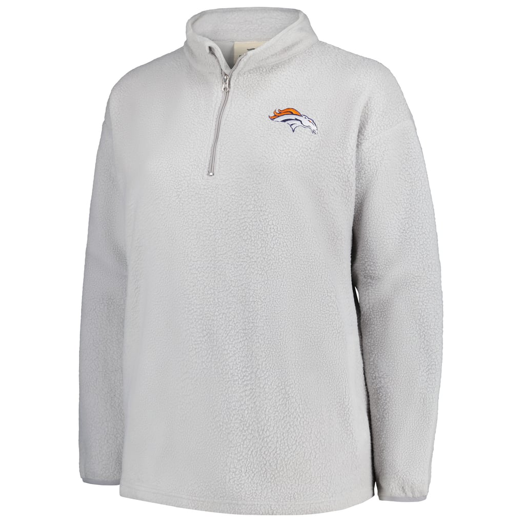 Women's Profile Gray Denver Broncos Plus Size Sherpa Quarter-Zip Jacket