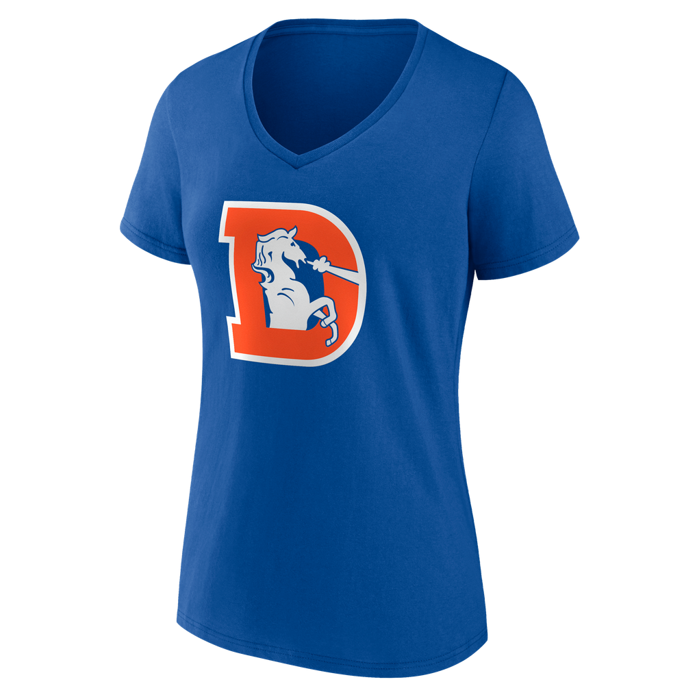 Women's Royal Denver Broncos Team Authentic Classic Personalized Name & Number V-Neck T-Shirt