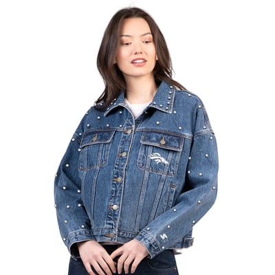  Denver Broncos Starter Women's Pearl Icon Full Button Denim Jacket - Denim