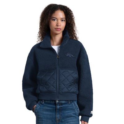 Denver Broncos Starter Women's Journeyman Sherpa Full-Zip Jacket - Navy